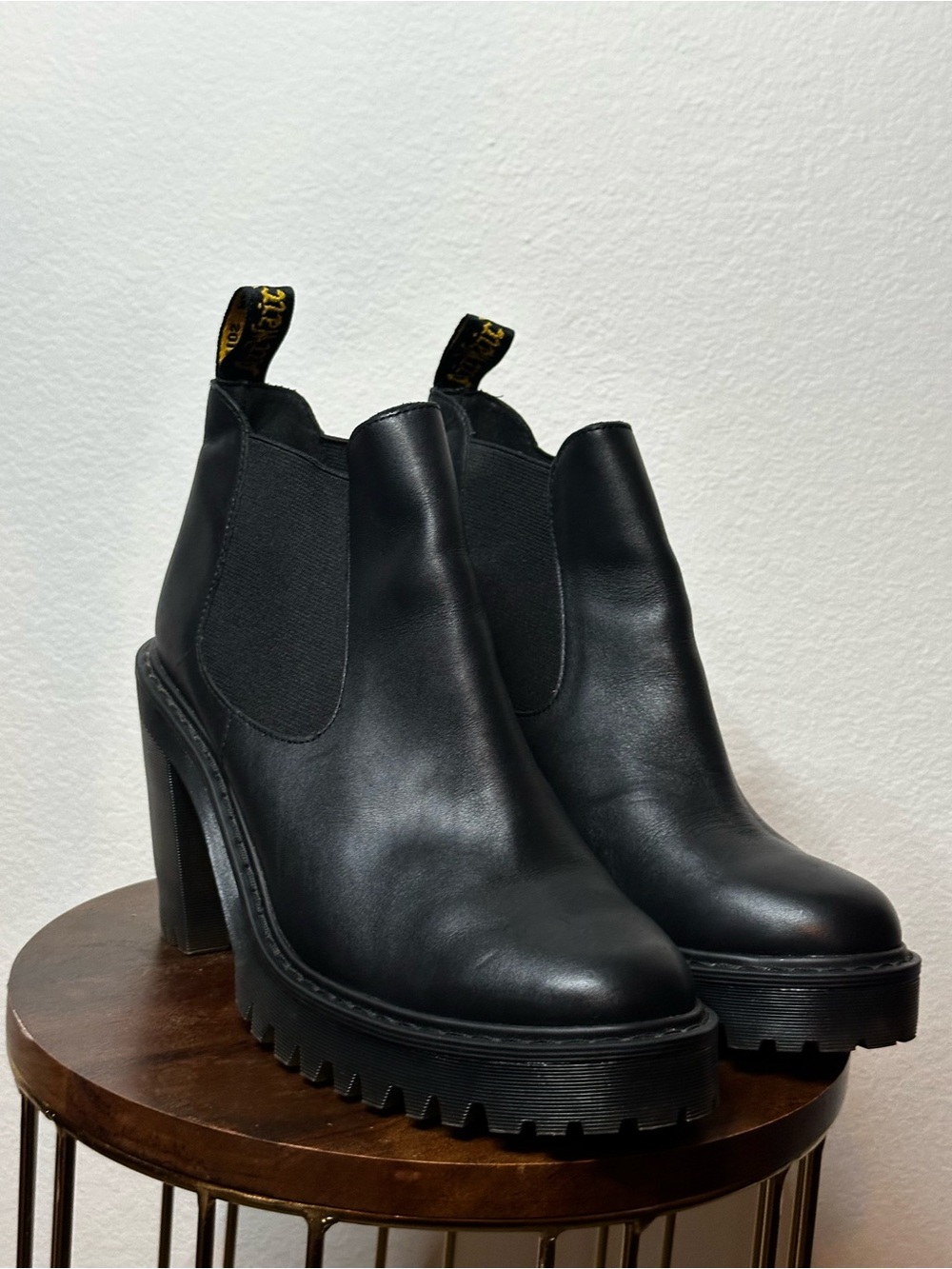 Dr. Martens Black Leather Chunky-Heel Chelsea Boots